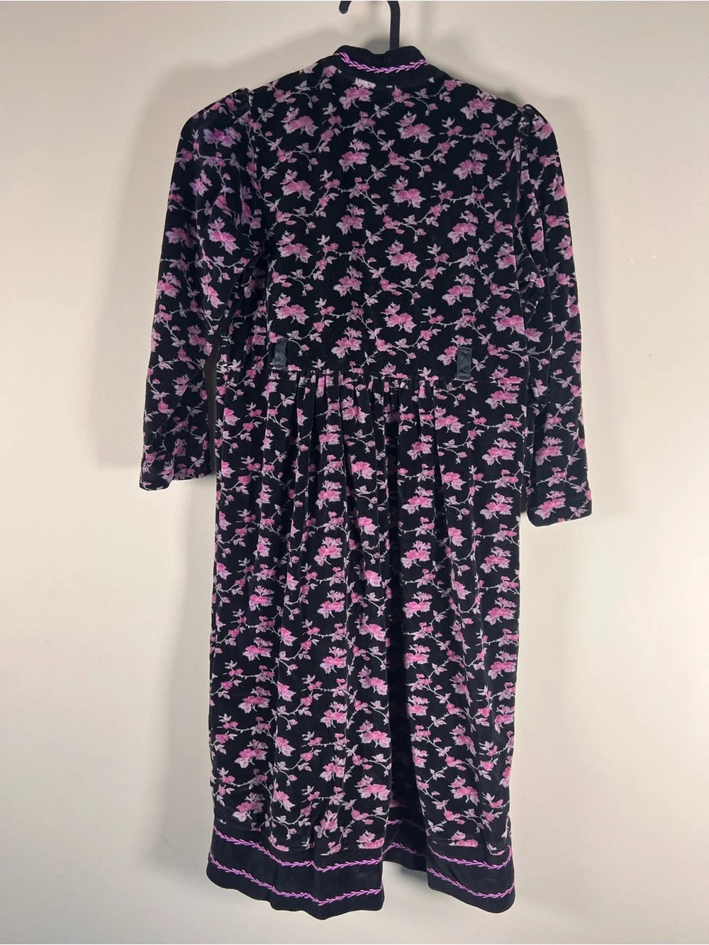 VTG Cornelloki April Cornell Black Pink Floral Prairie Dress Girls 7/8 Victorian